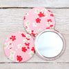 Pink Cherry Blossom Fabric Mirror And Pouch