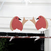 Christmas Robins On Branch Wreath With Snowflake