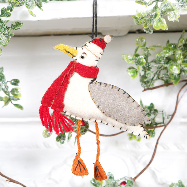 Felt Seagull In Scarf Christmas Tree Decoration