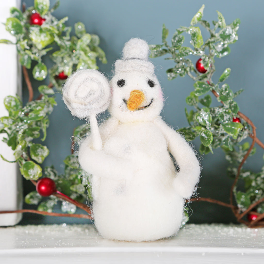 Freestanding Snowman With Lollipop Christmas Decoration
