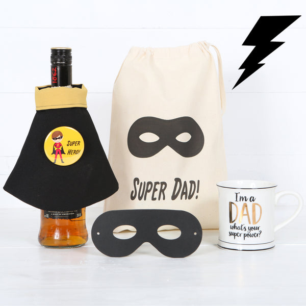 Dad Mug, Super Hero Mask, Bag, Personalised Bottle Cape