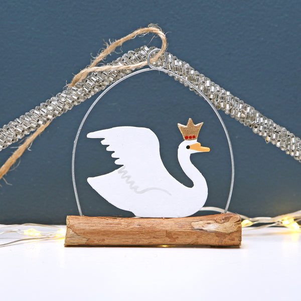 Christmas Tree Regal Swan Hanging Decoration