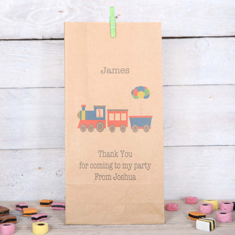 Personalised Train Party Bags With Age