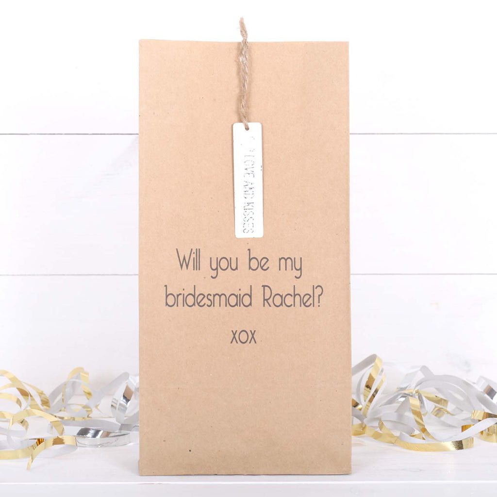 Personalised Be My Bridesmaid Message And Tag Bag
